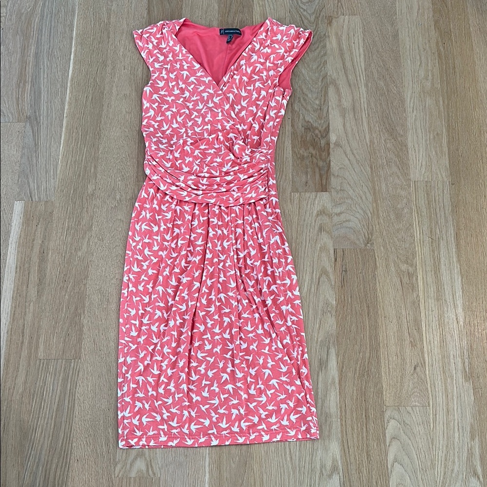 Adrianna Papell Coral and White Midi Dress